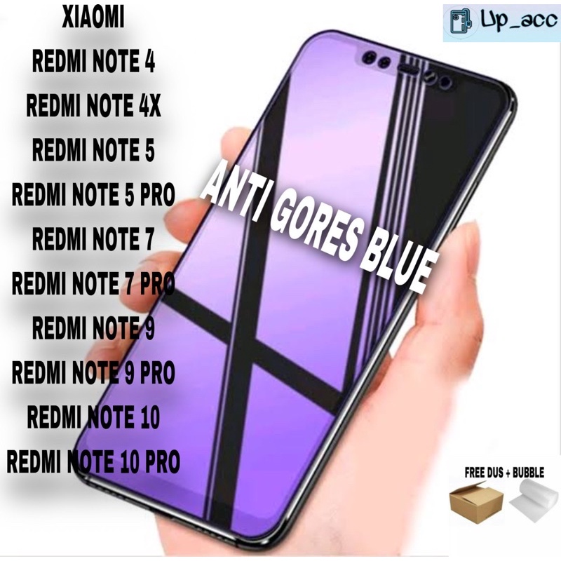 XIAOMI REDMI NOTE 4 4X 5 5A 5 PRO 7 7 PRO 9 9 PRO 10 10S 10 PRO Tempered Glass Full Blue Anti Radiasi Blue Light Full Cover 10D