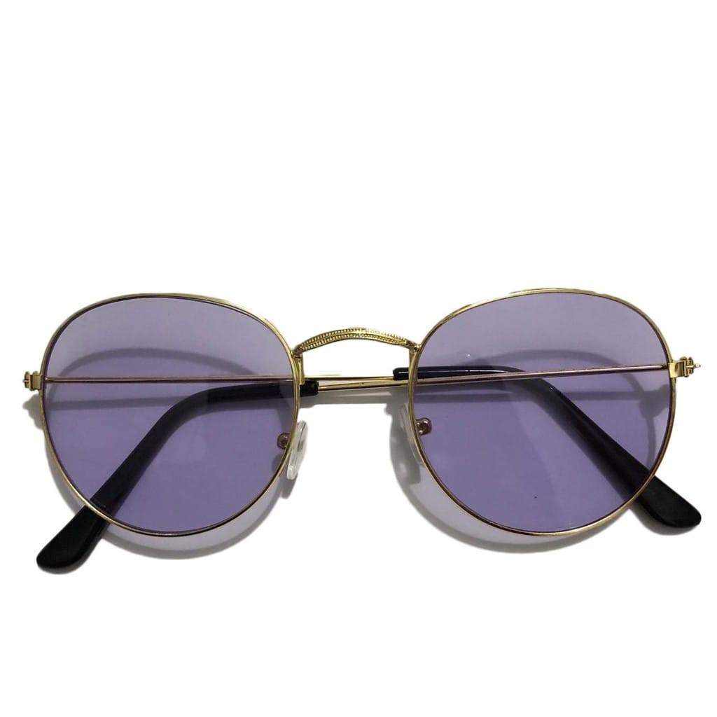 Kacamata Wanita Lensa Rangka Transparan Retro Vintage Metal Frame Eyeglasses-GOLD UNGU MUDA
