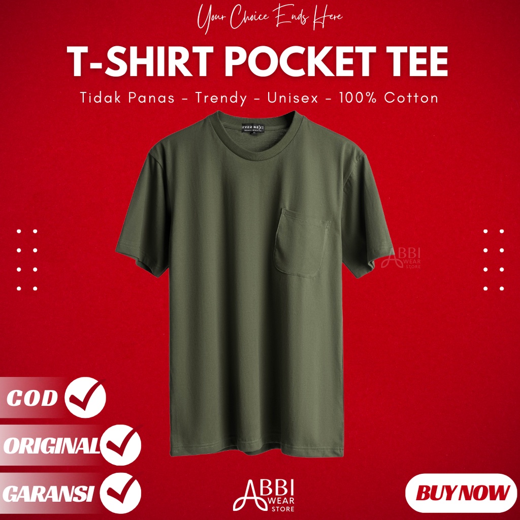 Kaos Polos Pria POCKET TEE Kaos Kantung Lengan Pendek Basic T-Shirt Pria Kaos Distro Combed 30S Pria