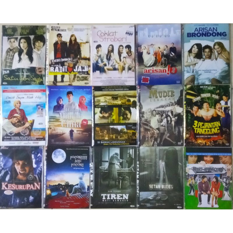 Vcd film indonesia sepaket 15pcs kualitas 2 disc putih