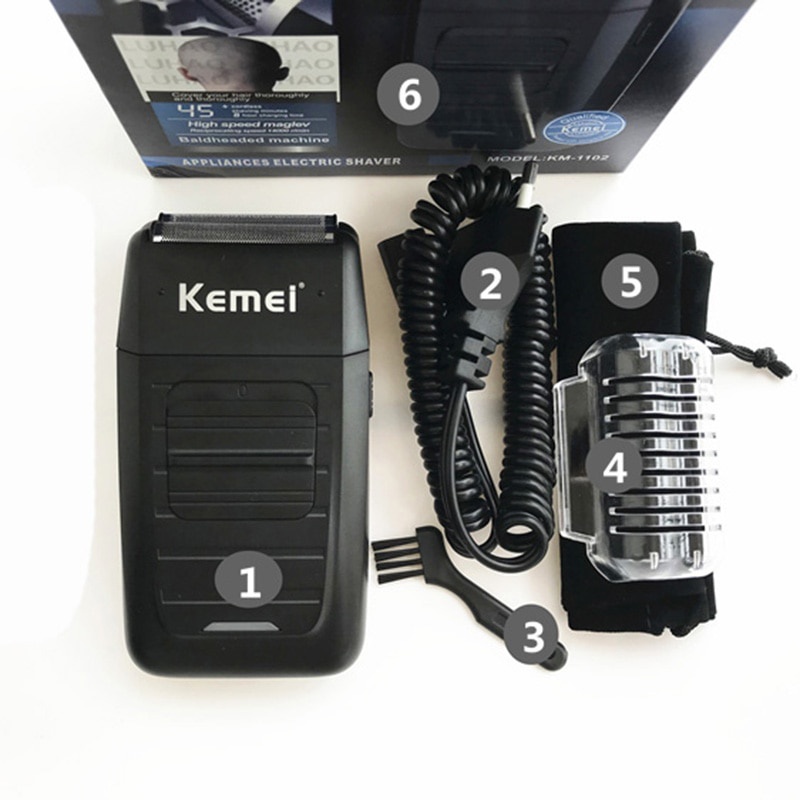 Kemei Alat Cukur Elektrik Rechargeable Cordless Shaver for Men - KM-1102 - Black