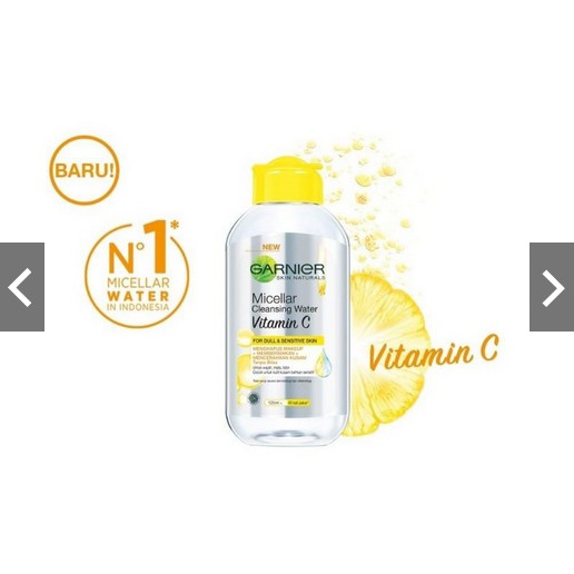 Garnier Micellar Cleansing Water Vitamin C( Untuk Kulit Kusam &amp; Sensitif) 120ml/400ml