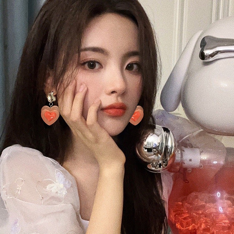 Anting Bentuk Hati Warna Pink