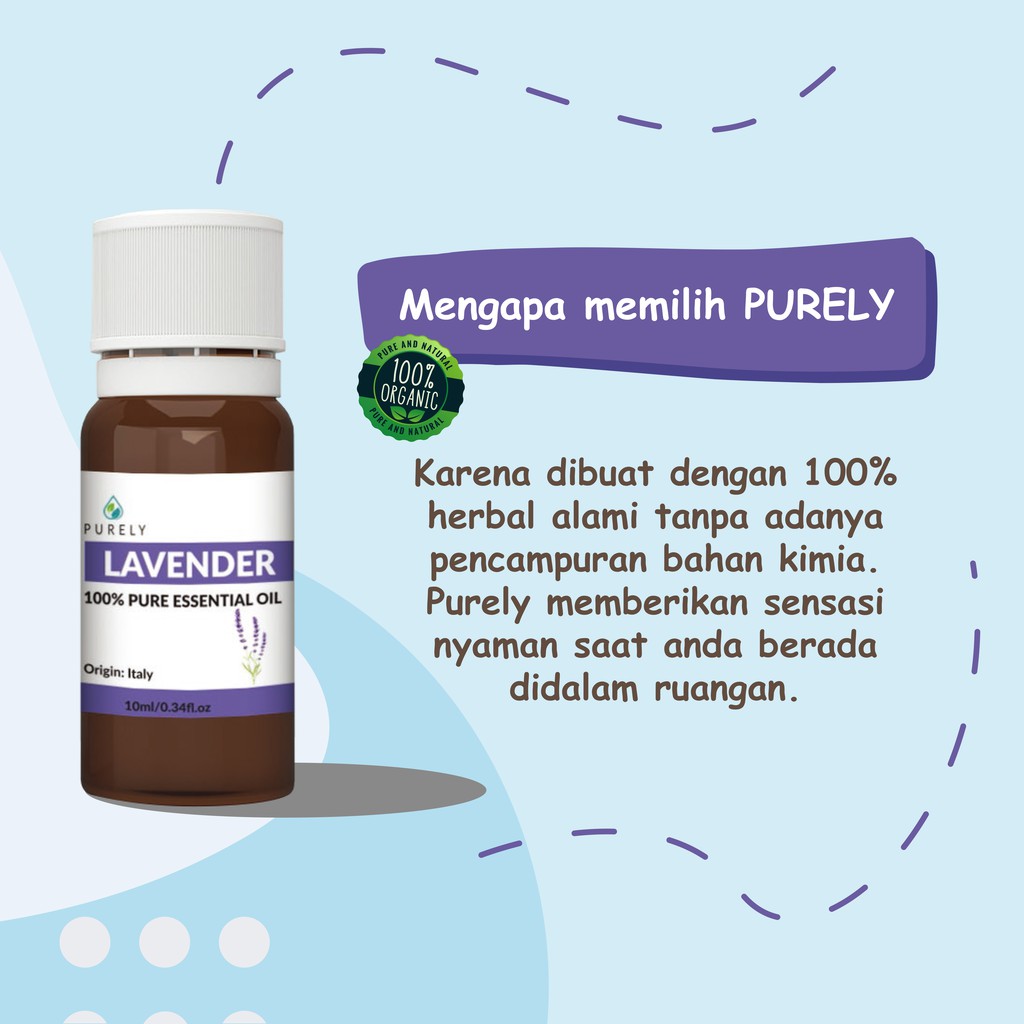 PURELY  Lavender essential oil dapat digunakan oleh anak-anak dan ibu hamil, Therapeutic-Grade 10ml