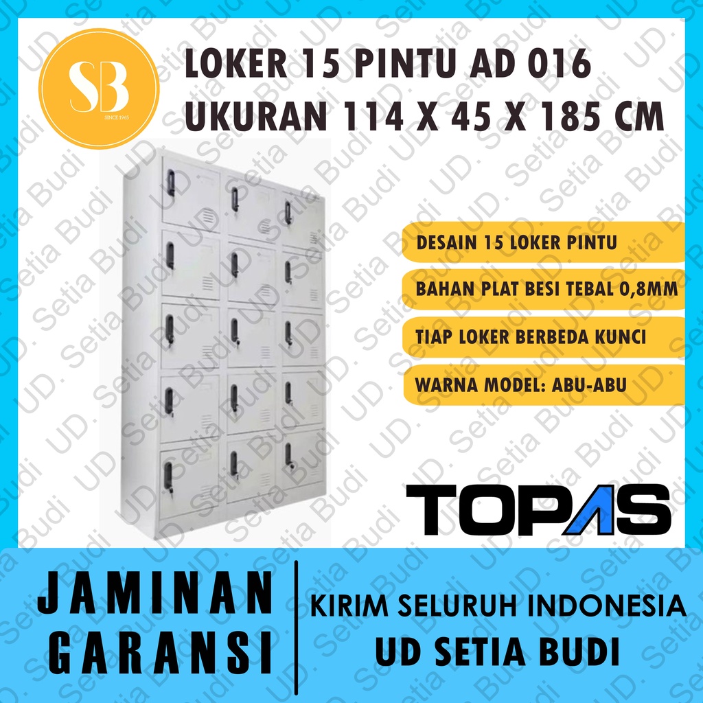 Lemari Loker Besi 15 Pintu TOPAS AD 016