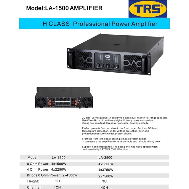 POWER AMPLIFIER TRS LA2500 4ch 4x2500w