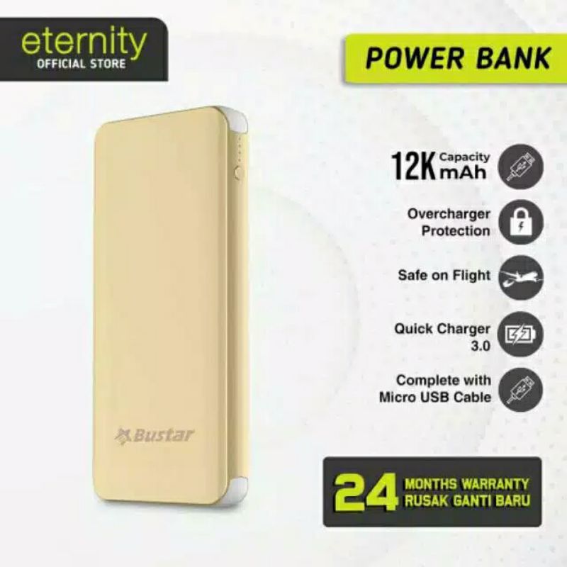 Eternity Bustar PowerBank 12.000mAh Quick Charge Original