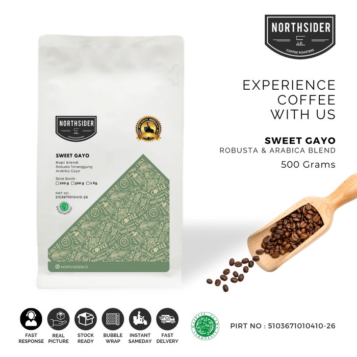 

kopi-biji- biji kopi arabika sweet gayo blend - 500gr northsider coffee blend - biji kopi -biji-