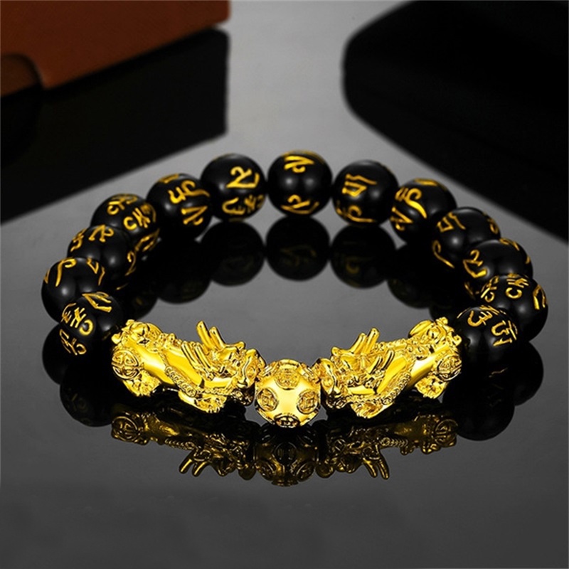 Perhiasan Gelang Obsidian 999 Warna Pasir Emas Untuk Pria Dan Wanita