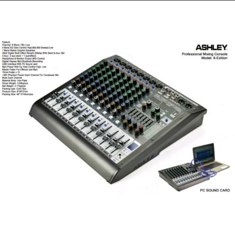 MIXER ASHLEY 8 EDITION MIXING CONSOLE 8 CHANNEL MIXER 8EDITION