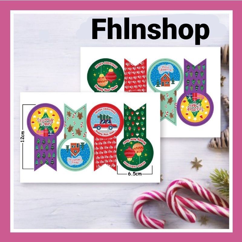 

(1lembar 4pcs)stiker toples natal/sticker christmas segel box cake/label perekat natal