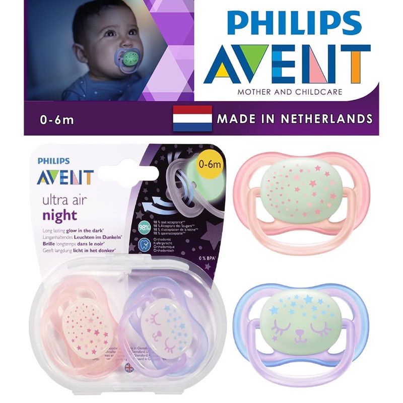 Philips Avent Ultra Air Night Pacifier 0-6m &amp; 6-18m