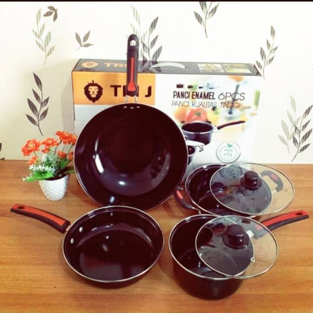PANCI SET TRI JPANCI ENAMEL POLOS 6 PCS