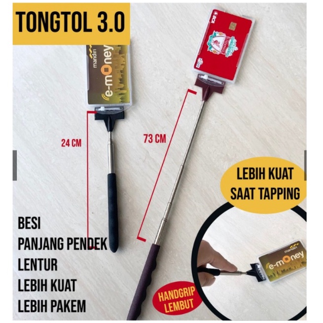 Tongkat kartu e tol toll 3.0 flexible besi dan plastik panjang pendek grip stick / TongToll Premium / Tongkat E Toll Murah