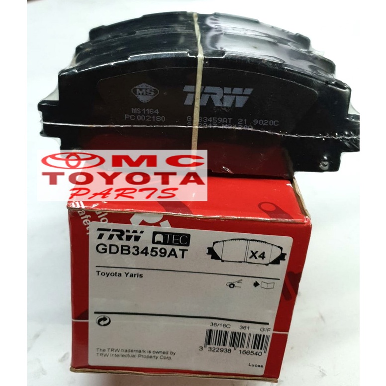 Brake Pad Kampas Rem Depan Yaris Vios 04465-52260 GDB-3459