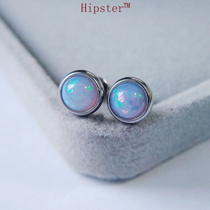 New Color Gemstone Inlaid Diamond Fashion Wild round Studs