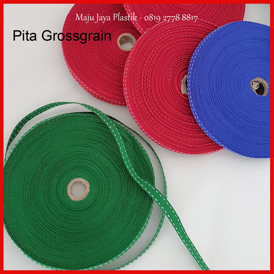 

Pita Tali Grosgrain Motif Bintik & Salur Ukuran 3/8 = 1cm/25 Yard