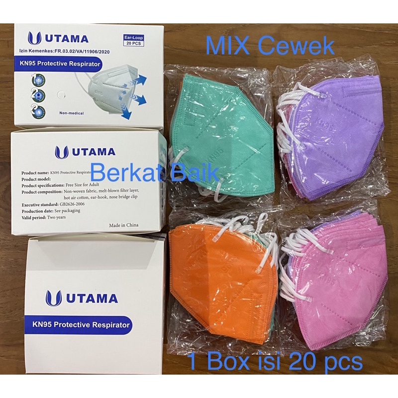 Masker KN95 Utama MIX Cw Box isi 20 pcs Kemenkes