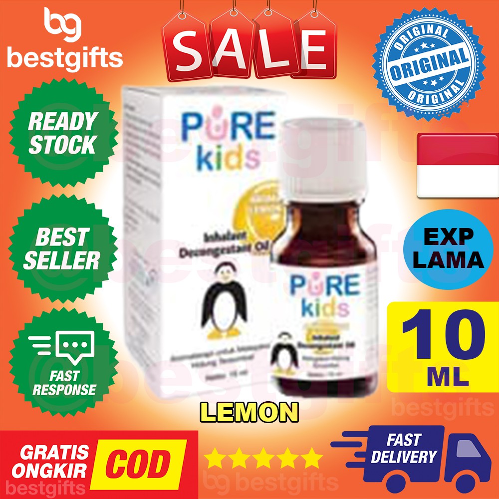 PURE KIDS INHALANT BABY PUREKIDS PUREBABY DECONGESTANT OIL OBAT HIDUNG TERSUMBAT AROMA LEMON