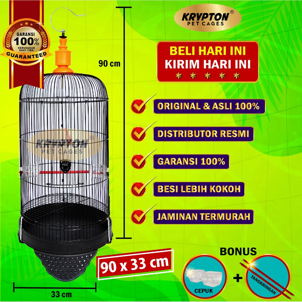 Sangkar Burung Besi size Long 33x90cm - Besi Tebal