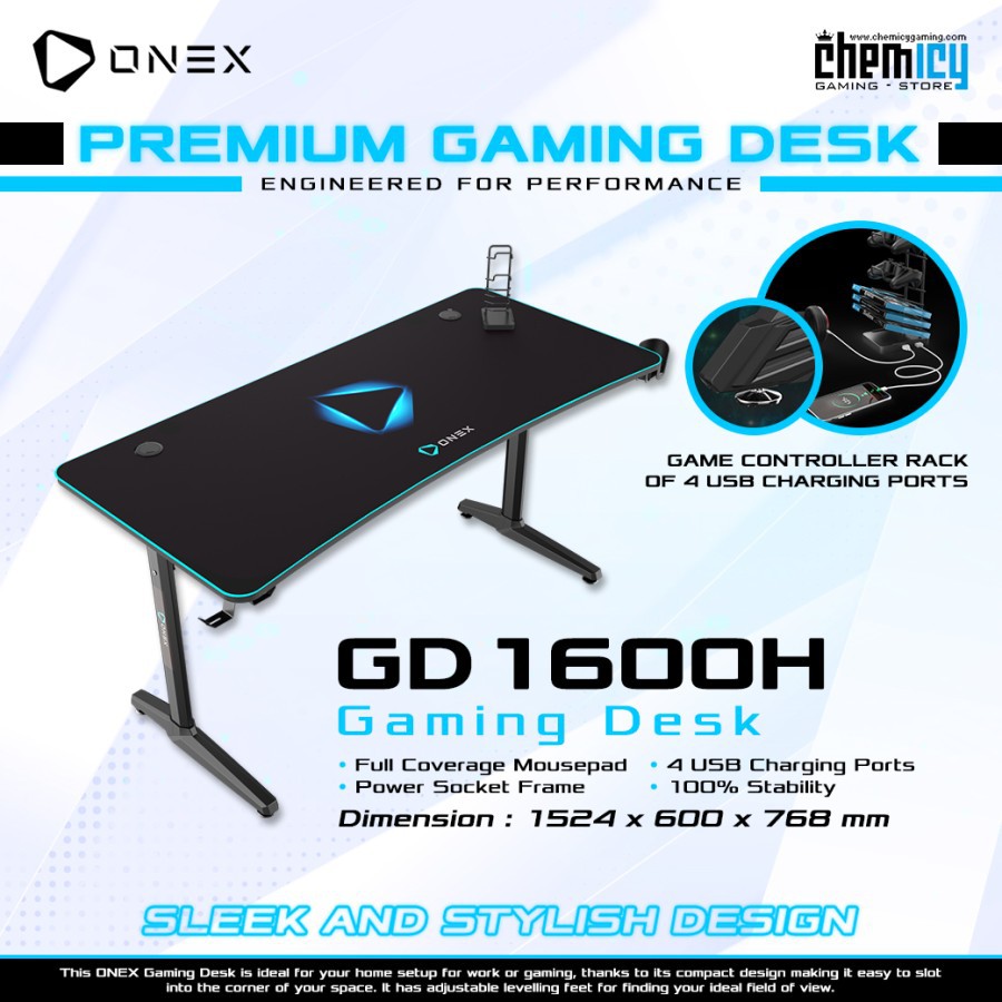 OneX GD1600H Gaming Desk / Meja Komputer Gaming