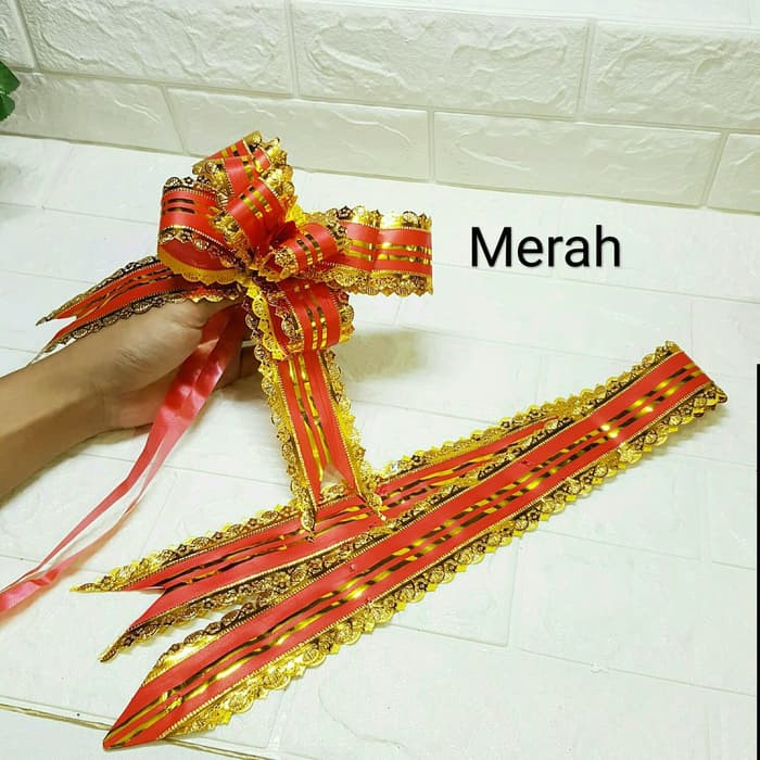 Pita Tarik Renda Besar Ribbon Gold Hiasan Kado