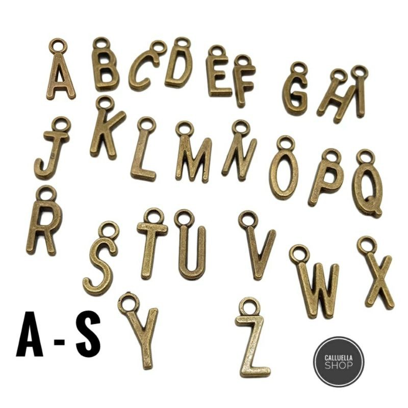 Charm huruf A-S liontin bronze  | Bahan GELANG | BAHAN craft | bahan bros juntai| bahan kerajinan