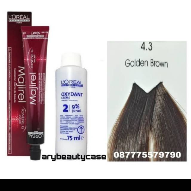  L oreal  Majirel  4 3 golden Brown pewarna  rambut  Shopee 