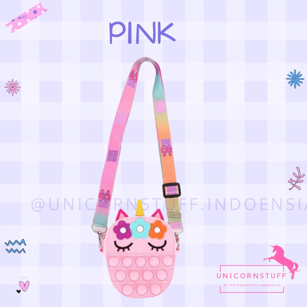 READY INDONESIA Tas Selempang Unicorn Anak Pop It Sling Bag Silicon Jelly Cewek Kado Ulang Tahun Perempuan