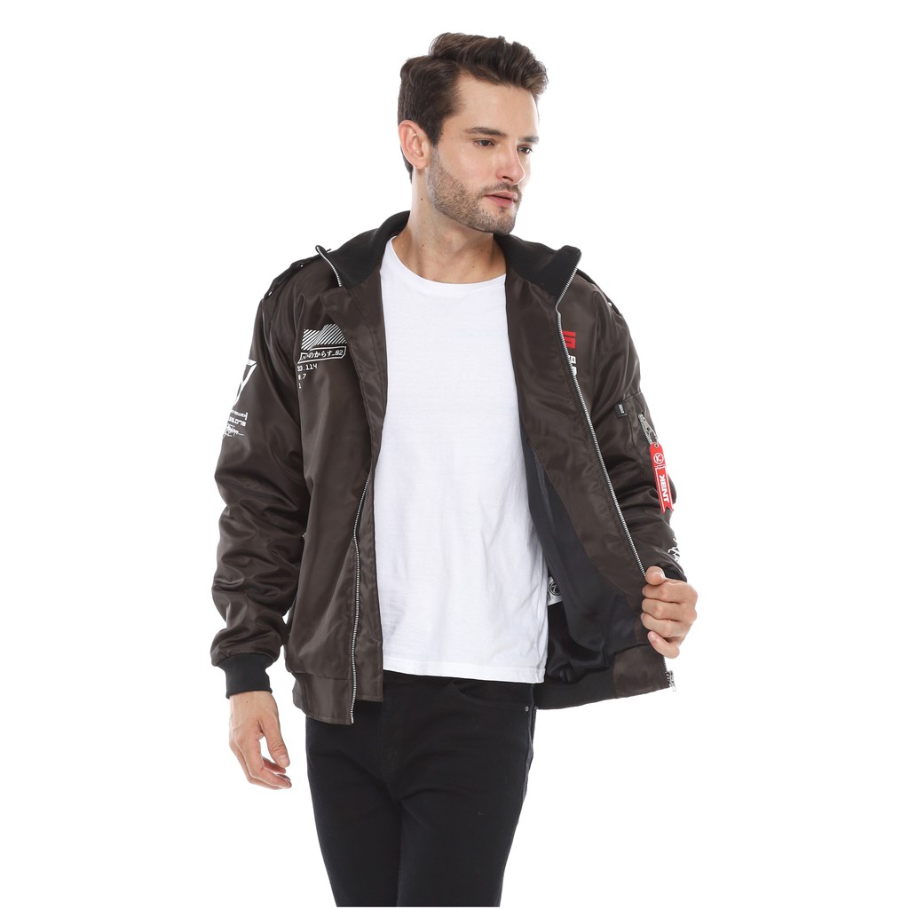 Kent Jaket Pria Bomber Pilot Word Brown