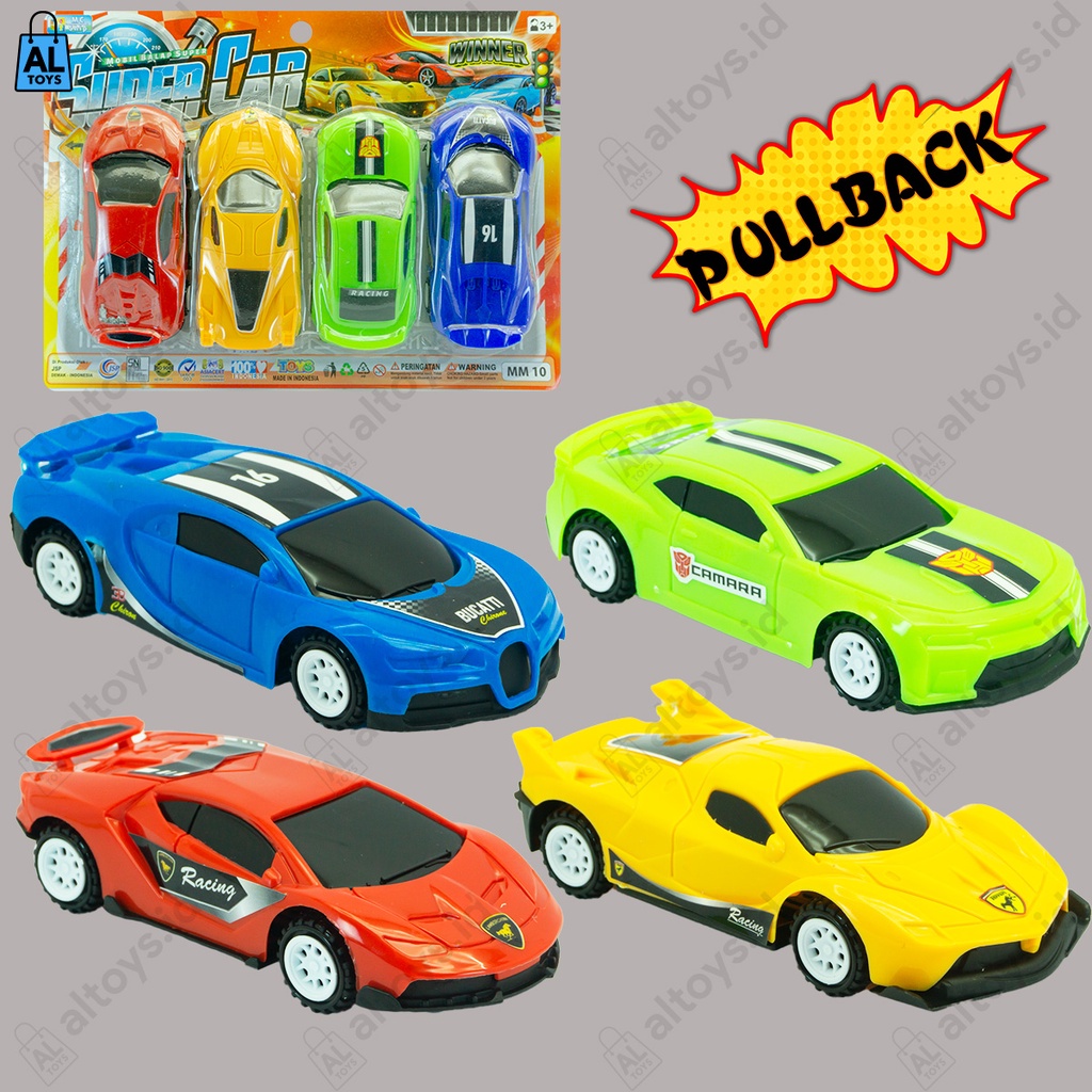 Mainan Mobil Balap Super Cars Set Isi 4pcs Pullback