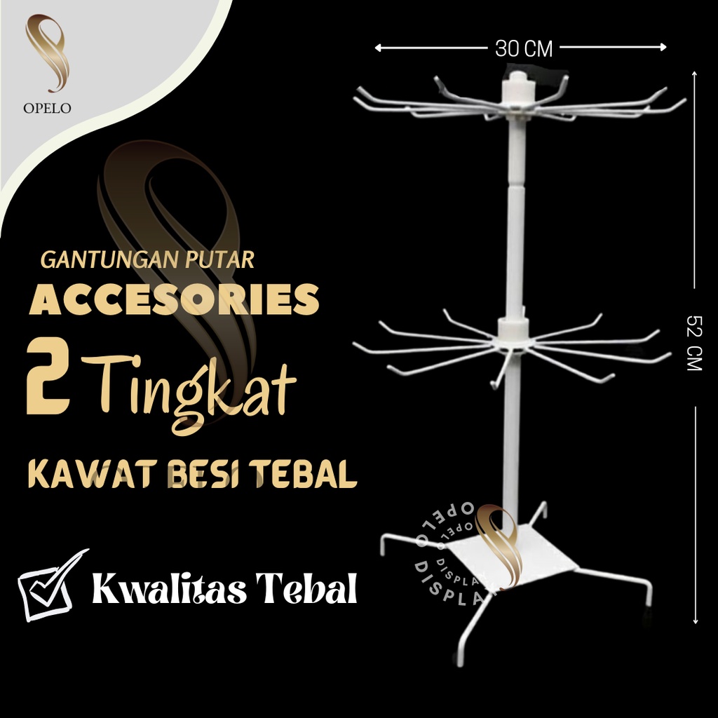 RAK DISPLAY MATAHARI PUTAR TEBAL COATING 2 SUSUN / GANTUNGAN ACCESORIES PUTAR