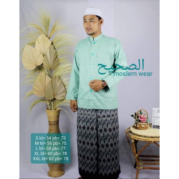 GROSIR Baju Koko As Shahih Polos Lengan Panjang Saku Samping Bahan Mengkilap Kokoh Haibah Habaib Habib Ammu Original Collection Pria Dewasa Terbaru Taqwa Kazimi El rumi Al mia Murah Putih Hitam Atasan Muslim Pria Fasion Pakaian Muslim Pria Tangan Panjang-Hijau Toska