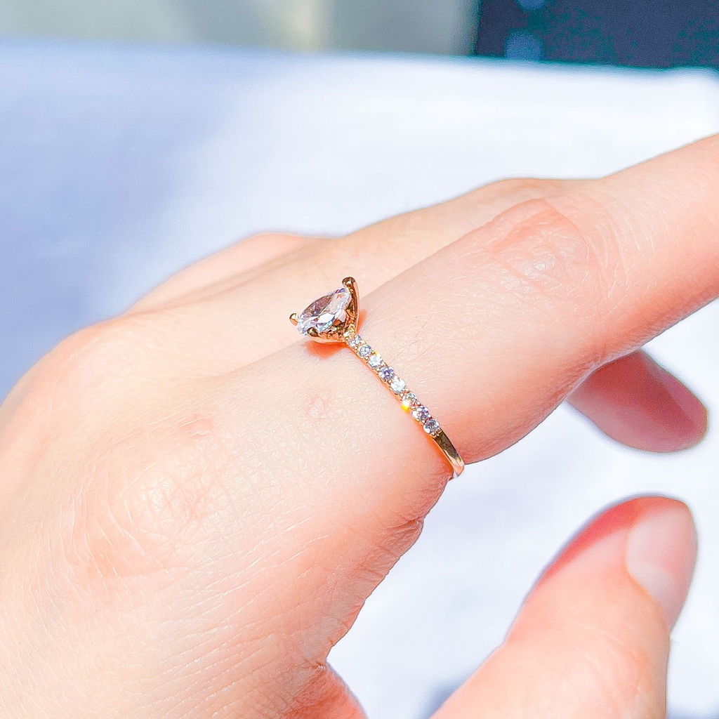 Cincin anak dan dewasa emas asli kadar 750 75 17k rosegold solitaire infinity 2 sisi permata diamond look 1 gram