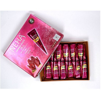 HARGA PERBOX 12 PCS - NEHA CHERRY - HENNA NEHA CONE CHERRY / HENNA paste GOLECHA CHERRY