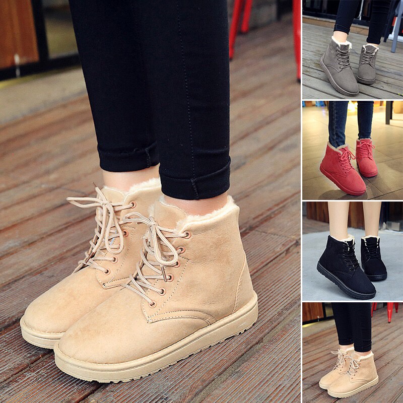 Sepatu boot suede bulu musim dingin wanita  Winter ankle boots sneaker