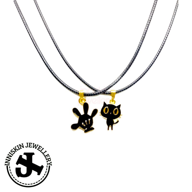 Kalung Liontin Korea / Kalung Tangan / Kalung Kucing / Necklace Finger / Necklace Cat / Kalung Tali Korea Hitam Tahan Air / Kalung Korea Waterproof