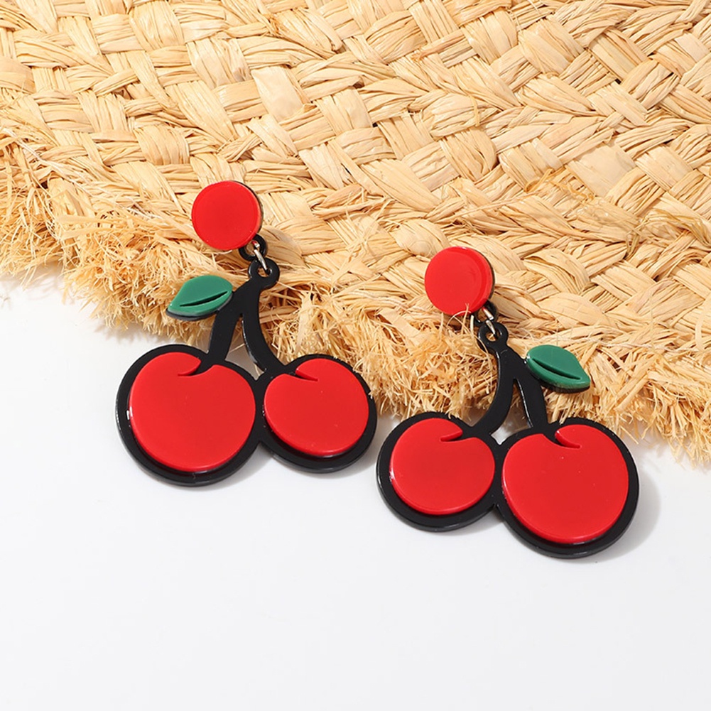 Hu Hu Hu Hu Hu Alat Bantu Pasang Kacamata♡ Anting Stud Menjuntai Desain Semangka Lemon Strawberry Untuk Wanita