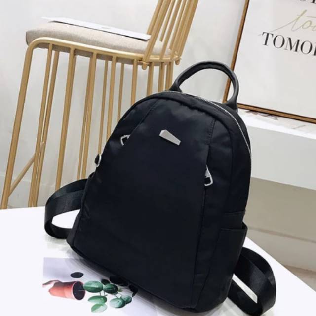 Tas ransel fashion wanita 0351-4 / backpack cewek / tas punggung / ransel kanvas hitam