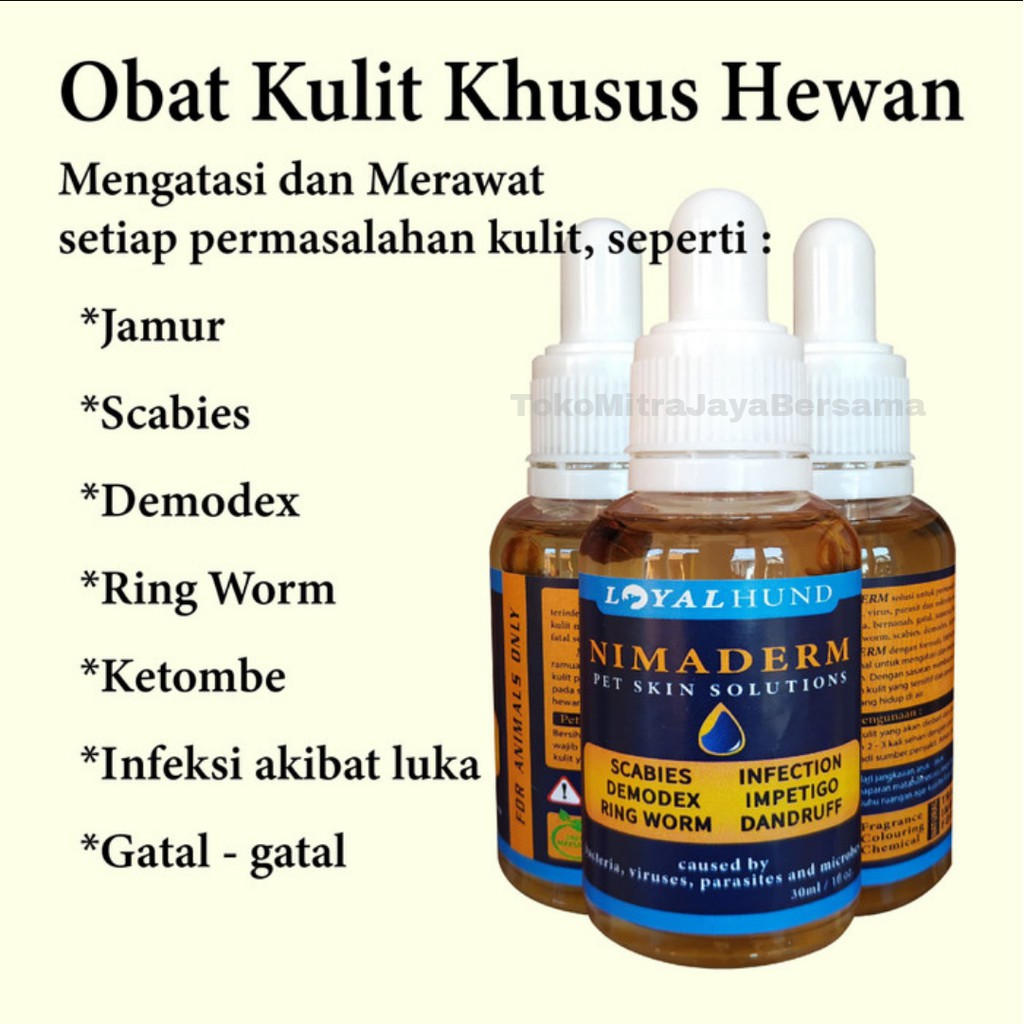 NIMADERM OBAT KULIT JAMUR ANJING KUCING SCABIES RINGWORM DEMODEX GATAL KULIT INFEKSI ANTI BAKTERI