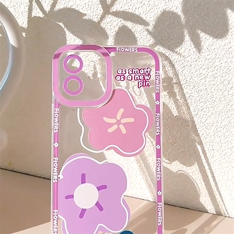 Soft Case Silikon Motif Bunga Ungu Untuk OPPO A16 A16e A15 A15s A54 A74 A94 A95 A76 A3s A5s A5 A9 Reno 7 6 5 7Z 5Z Pro A53 A33 A32 A92 A57 4G