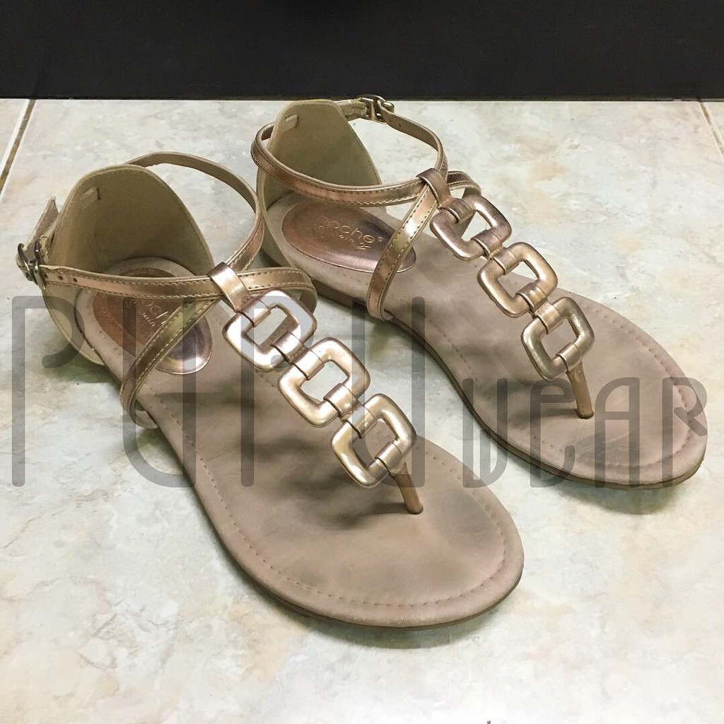 noche sepatu sandal baby pink metalic