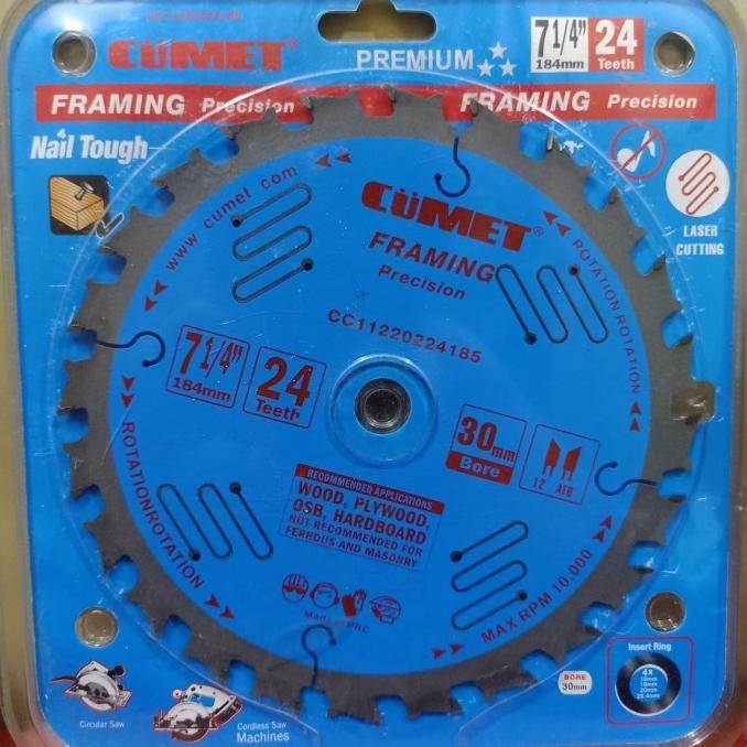 Mata Gergaji Circular Saw Potong Kayu 7 Inch 24 T Anti Kickback Cumet