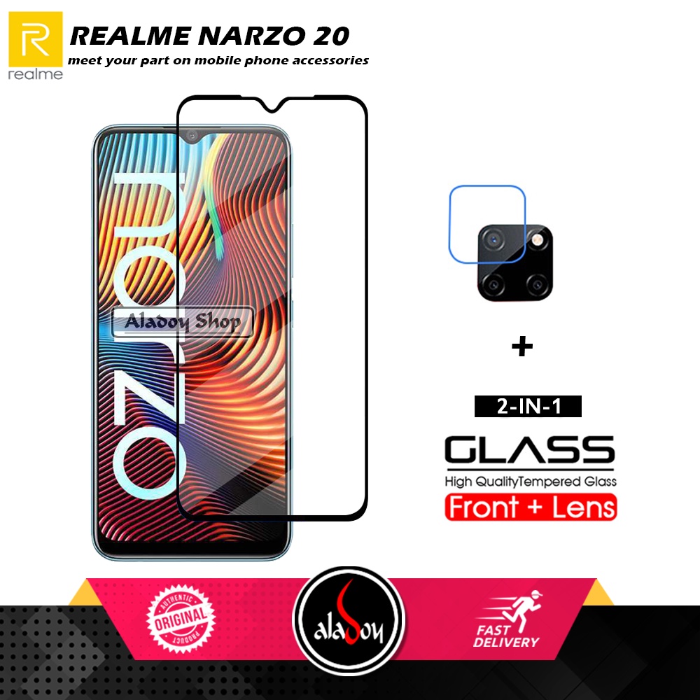 PAKET  2 IN 1 Tempered Glass Layar Realme Narzo 20 Free Tempered Glass Camera