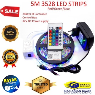 Jual Lampu Led Strip RGB Warna Warni IP44 3528 Komplit Set Adaptor