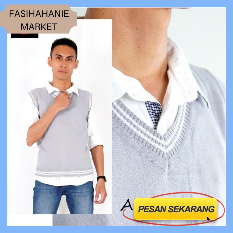 Rompi Pria Rompi Rajut Keren Murah Outwear Pria Knit Rajutan H6X1