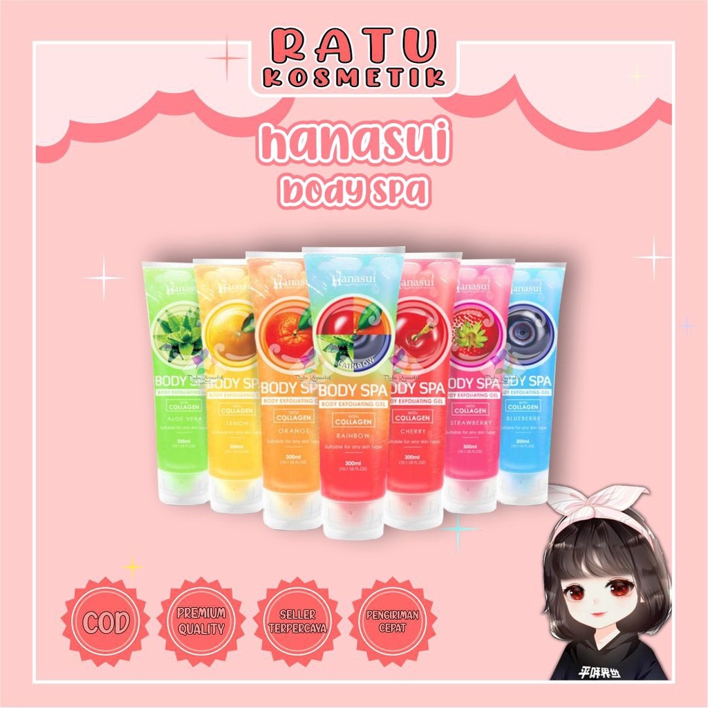 ❤ RATU ❤ Hanasui Body Spa Exfoliating Gel 300ml | Gel Perontok Daki (✔️BPOM)