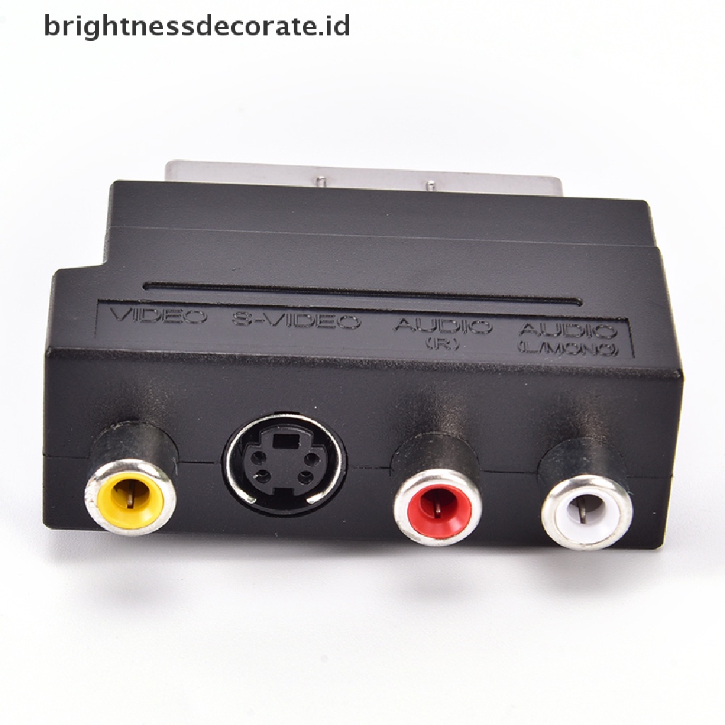 Adapter Scart Av Block Ke 3 Rca Phono Composite S-Video Dengan Switch In / Out Warna Emas