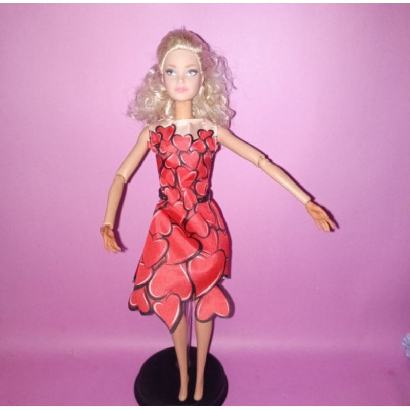 Baju boneka Barbie motif hati - dress boneka barbie