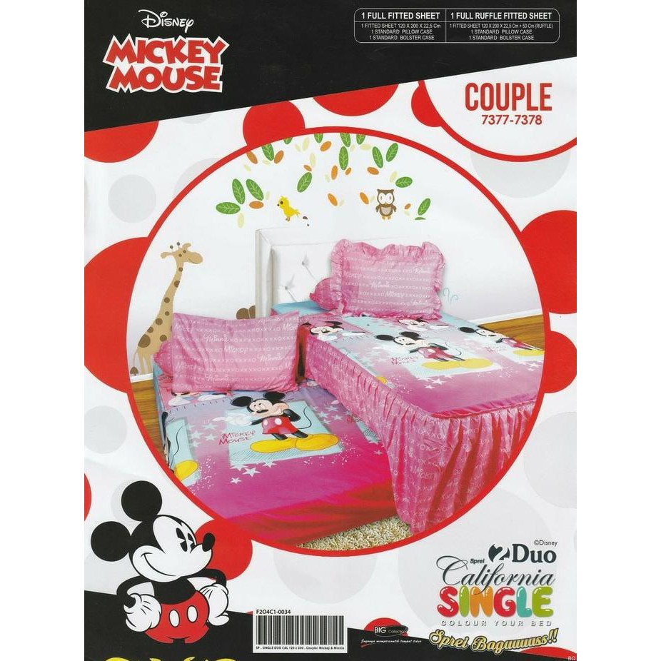 Sprei Sorong, Sprei California Duo Sorong Mickey Couple 120X200 ,Karakter
